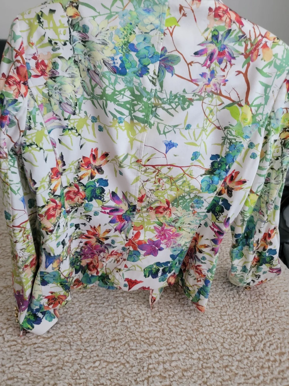 Floral Printed Women's Blazer Jacket - White Multi